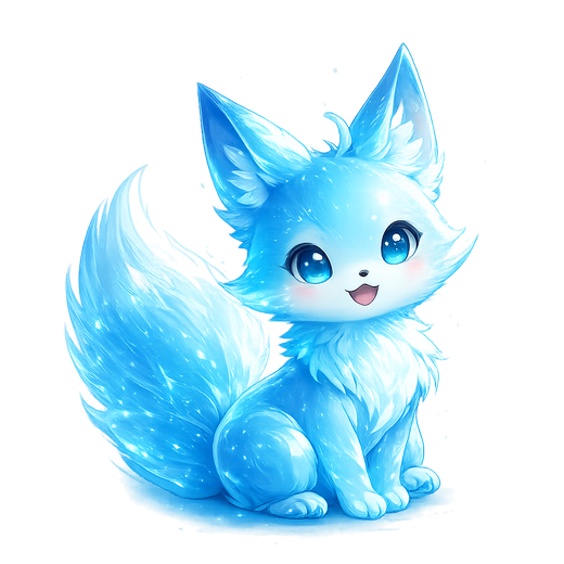 A small blue Kitsune spirit fox