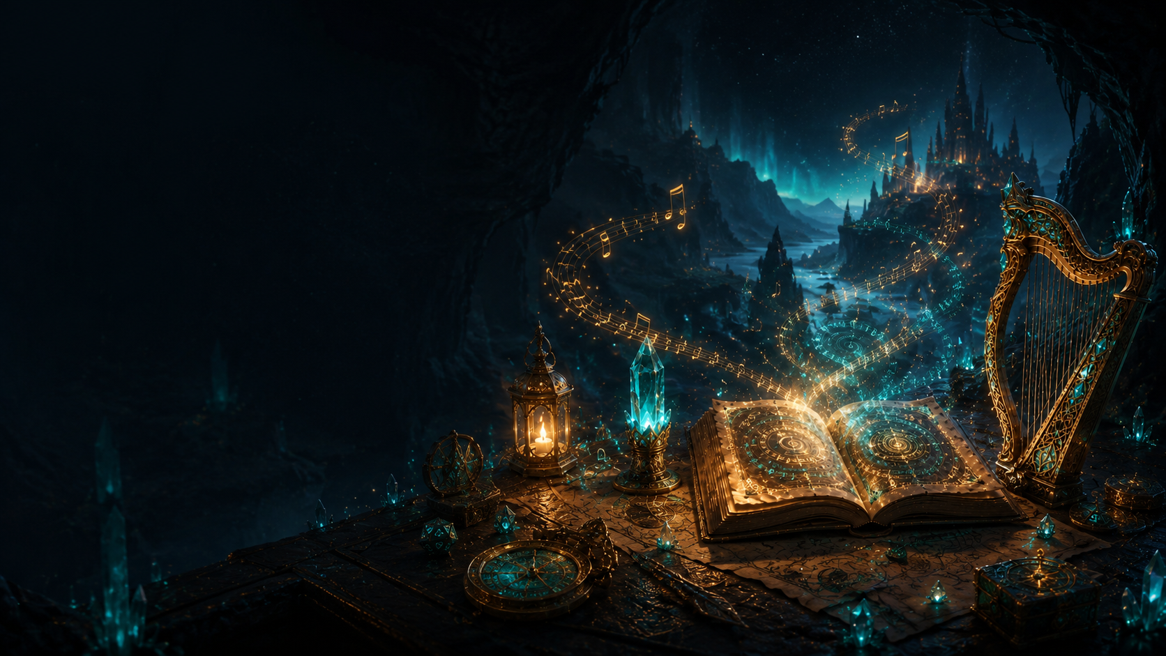 Crown & Lantern Studios gold and teal fantasy artwork