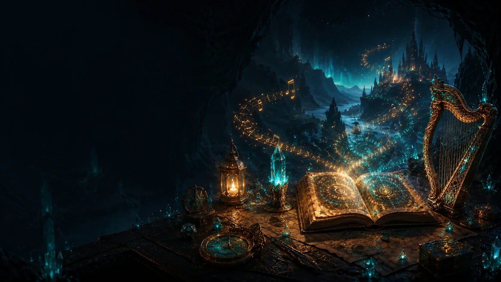 Crown & Lantern Studios gold and teal fantasy artwork